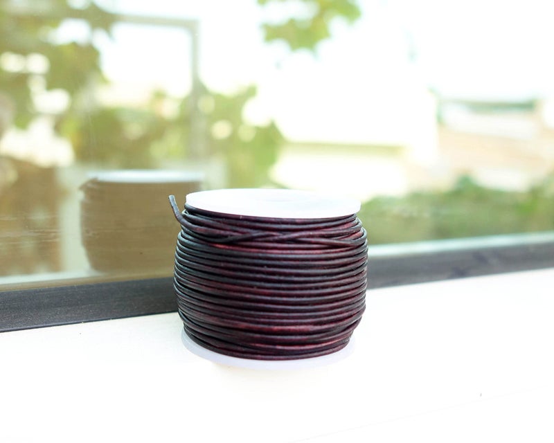 Cords Craft 1mm Round Leather Cord Genuine Leather String | Ideal for Jewelry Making Beading Necklaces Bracelets DIY Crafts | Dark Brown Distressed, Ample Length - Image 4